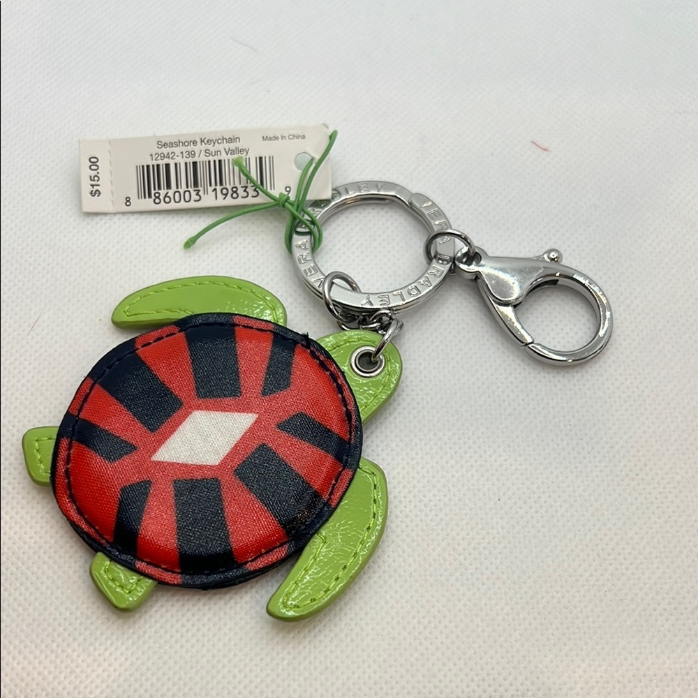 NWT Seashore Keychain Vera Bradley Green and Red Turtle Purse Charm